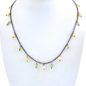 Silpada Rare Vintage Sterling Silver Genuine Pearl Peridot Rolo Link Necklace